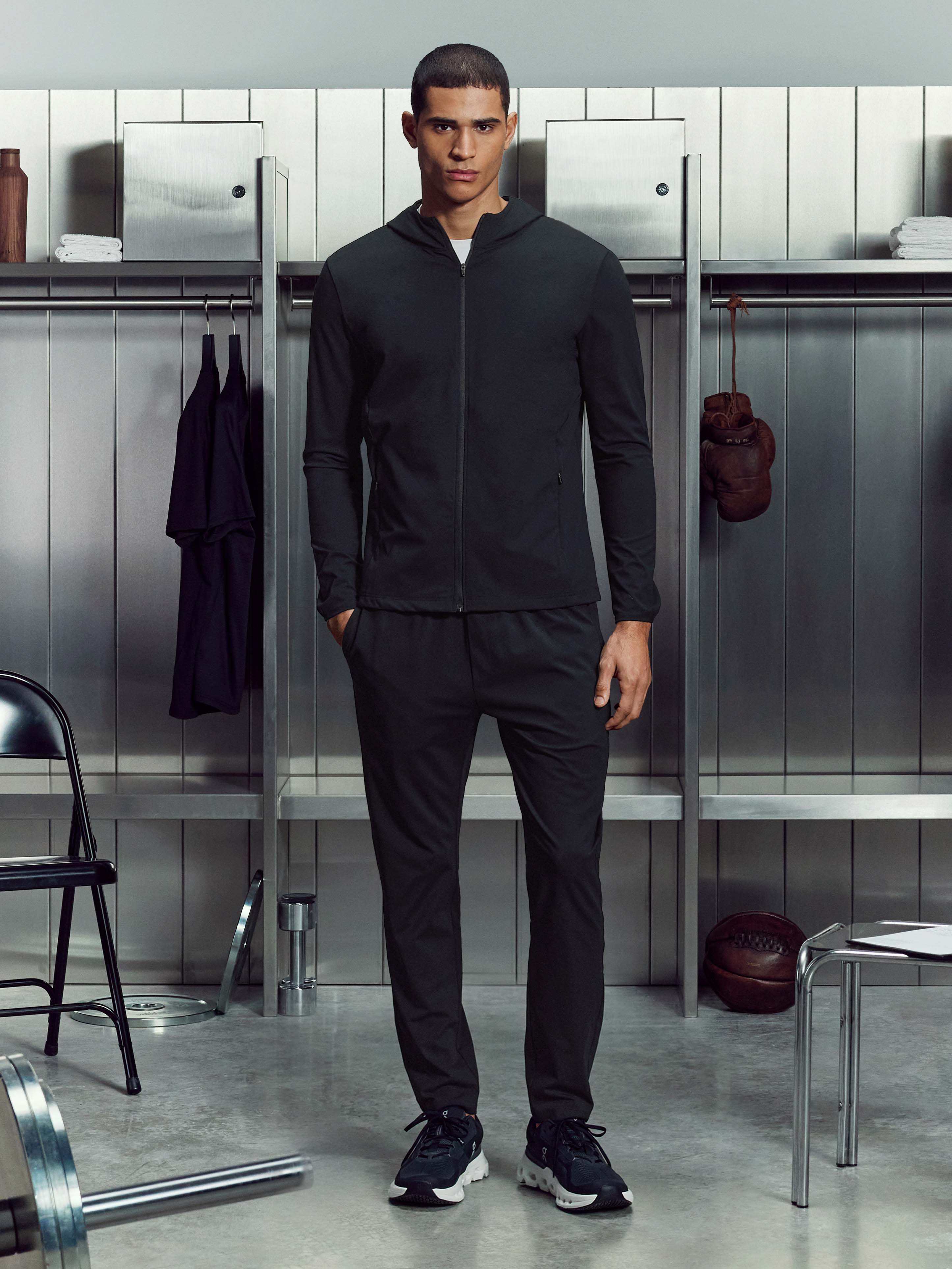 Active Jersey Zip Hoodie in Black - Image 2
