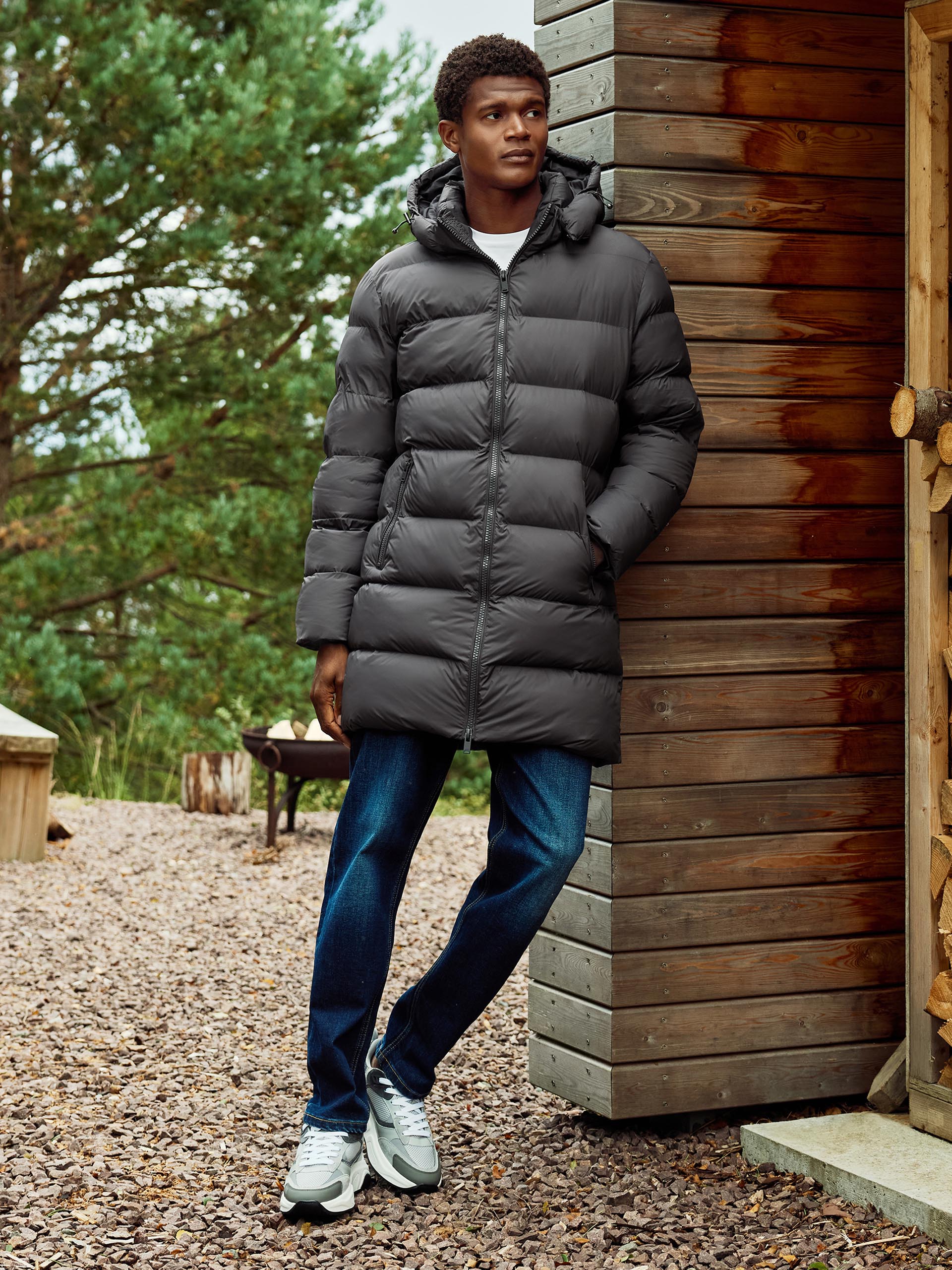 Essential Mid Length Puffer Jacket in Grey - Image 2