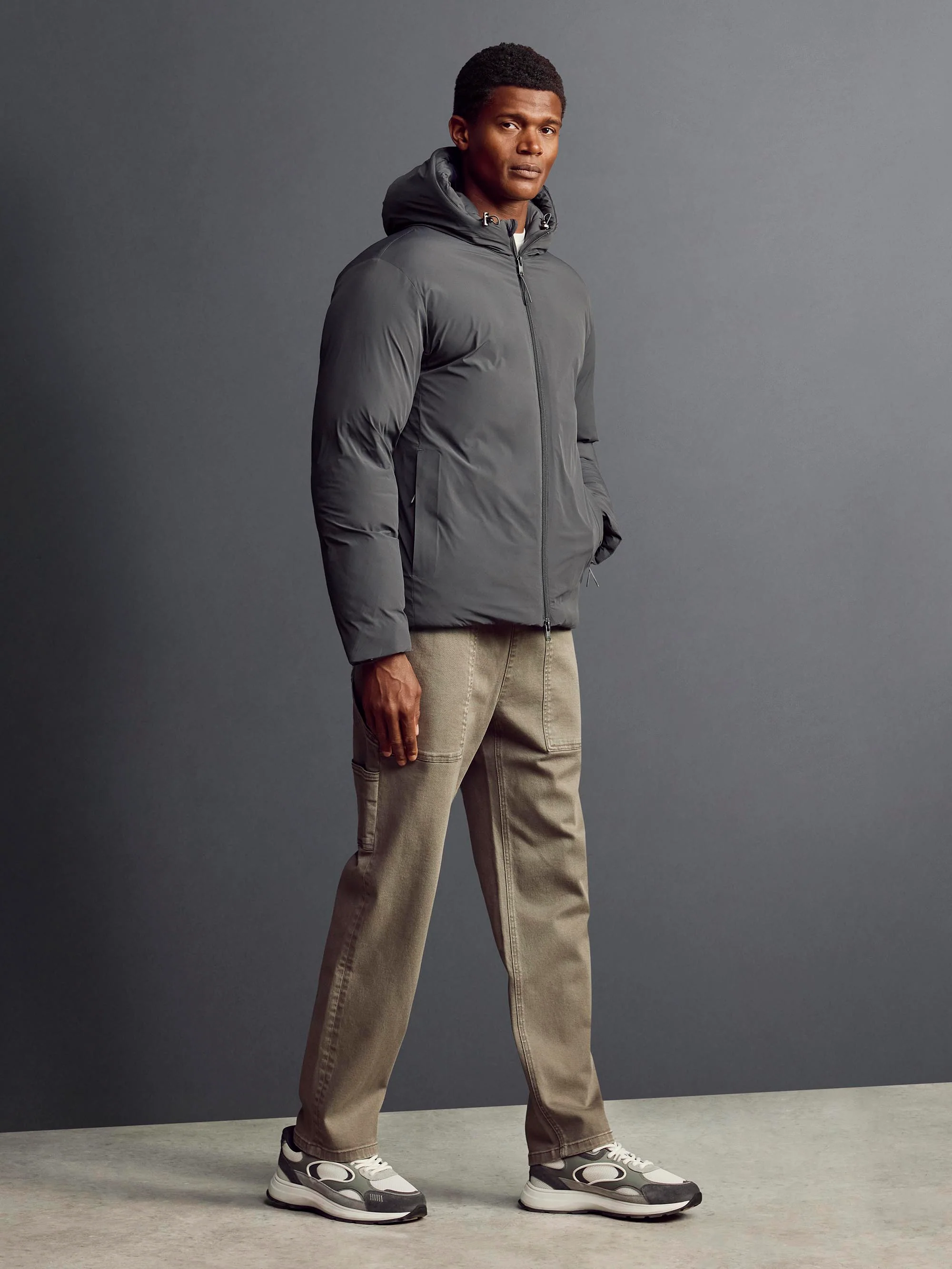 Hooded Puffer Jacket in Grey - Image 2