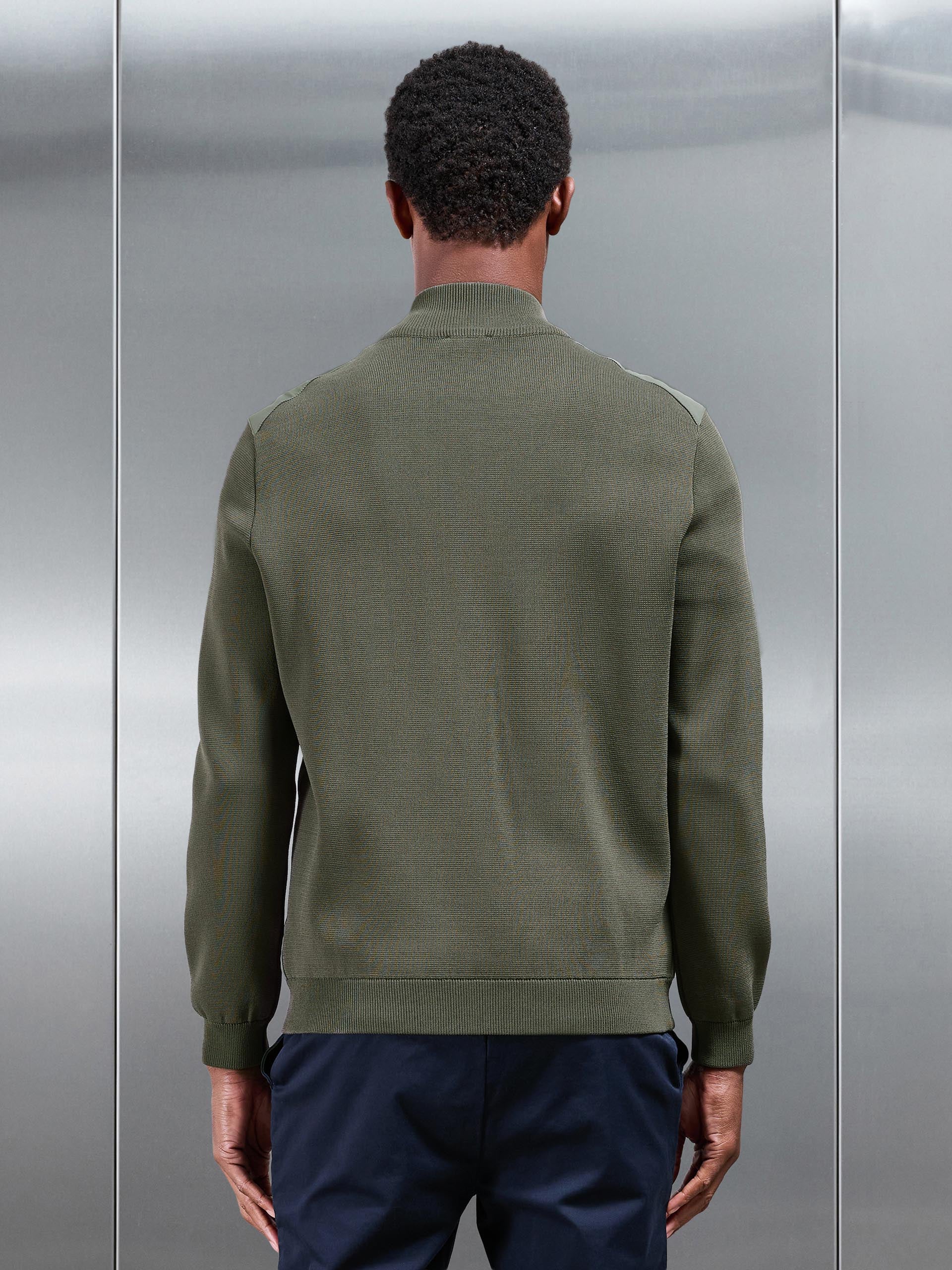 Hybrid Knitted Jacket in Olive - Image 3
