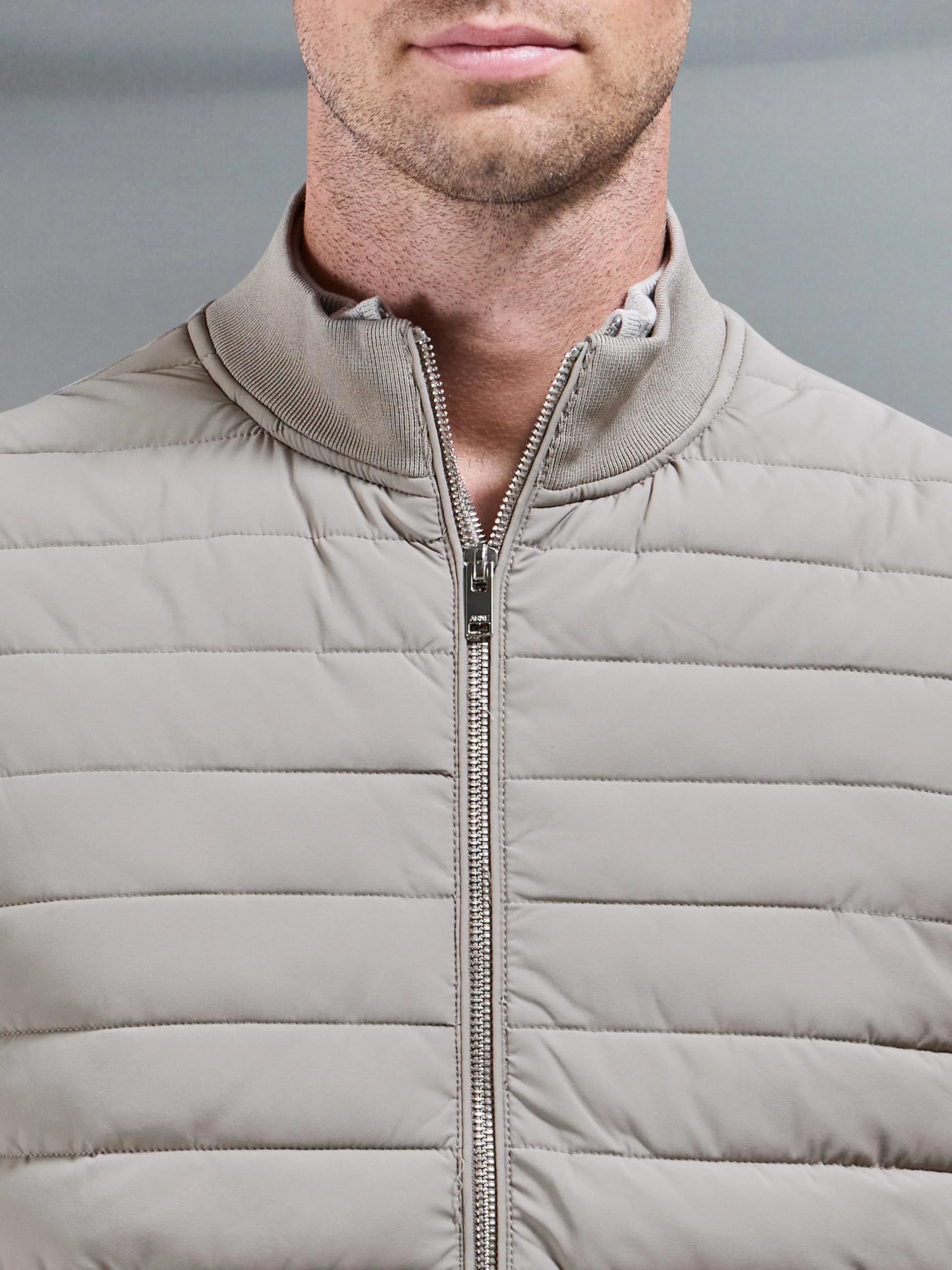 Hybrid Quilted Gilet in Taupe - Image 3