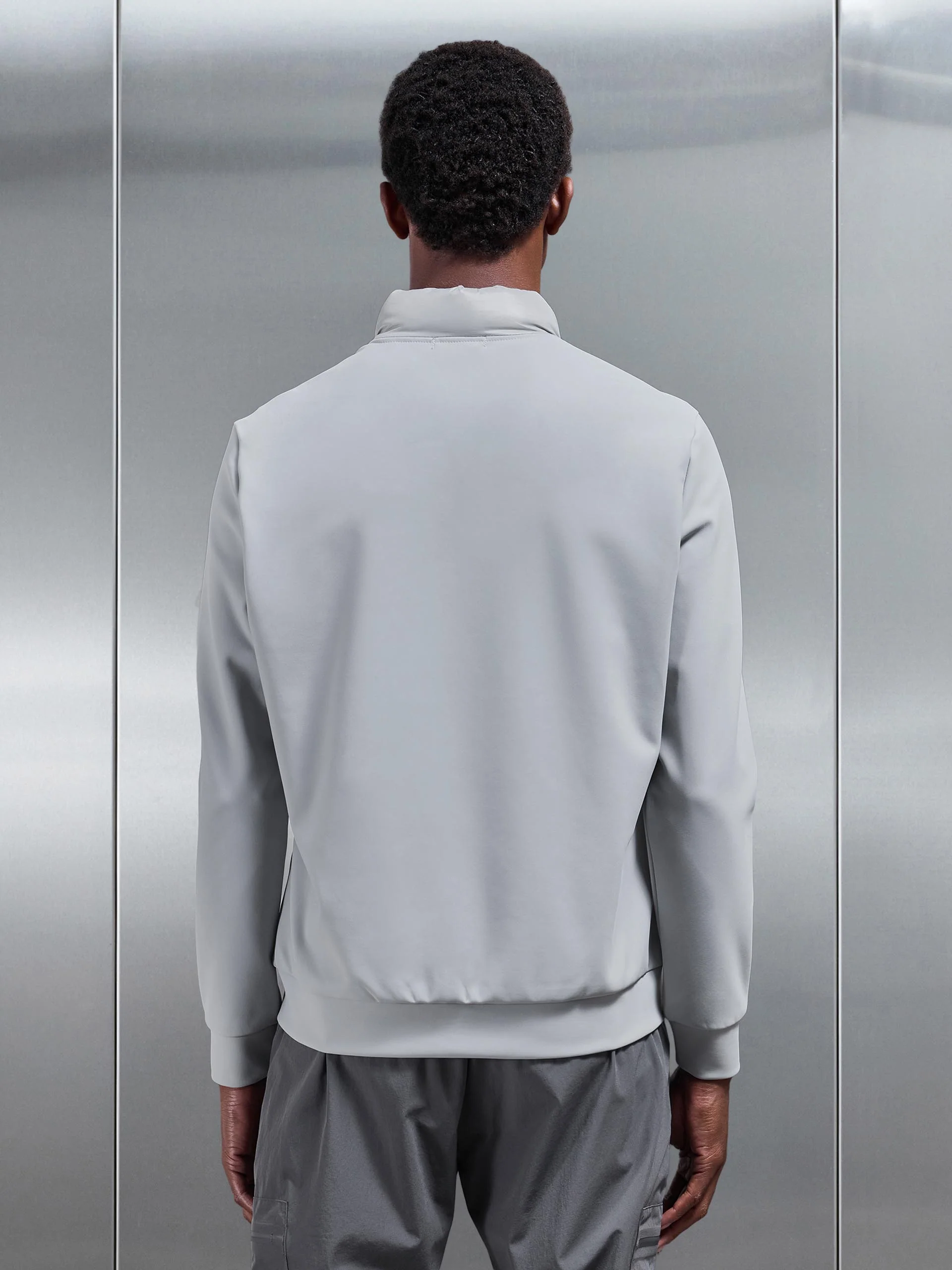 Hybrid Zip Through Puffer Jacket in Mid Grey - Image 3