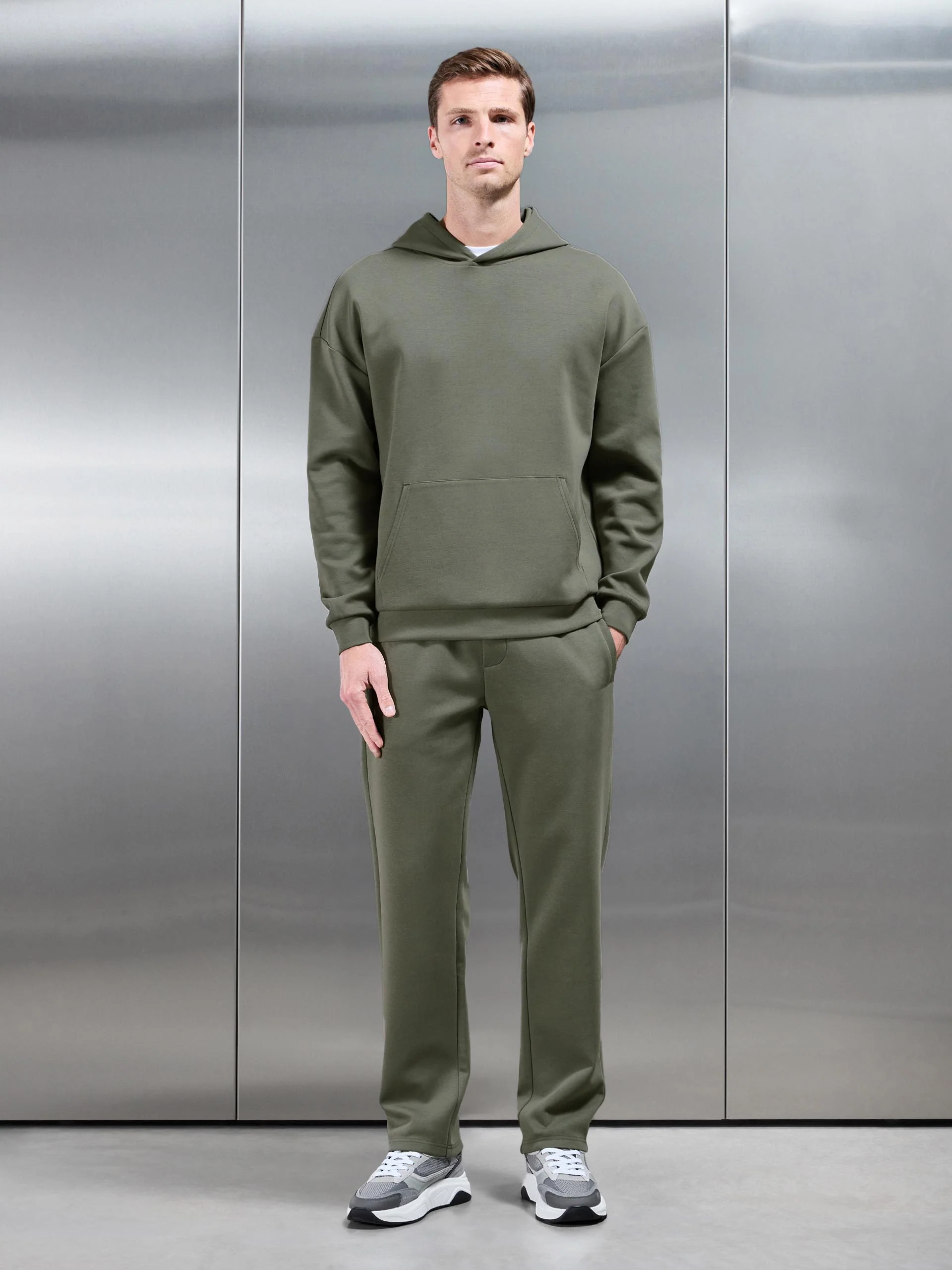 Interlock Jersey Relaxed Fit Hoodie in Sage - Image 2