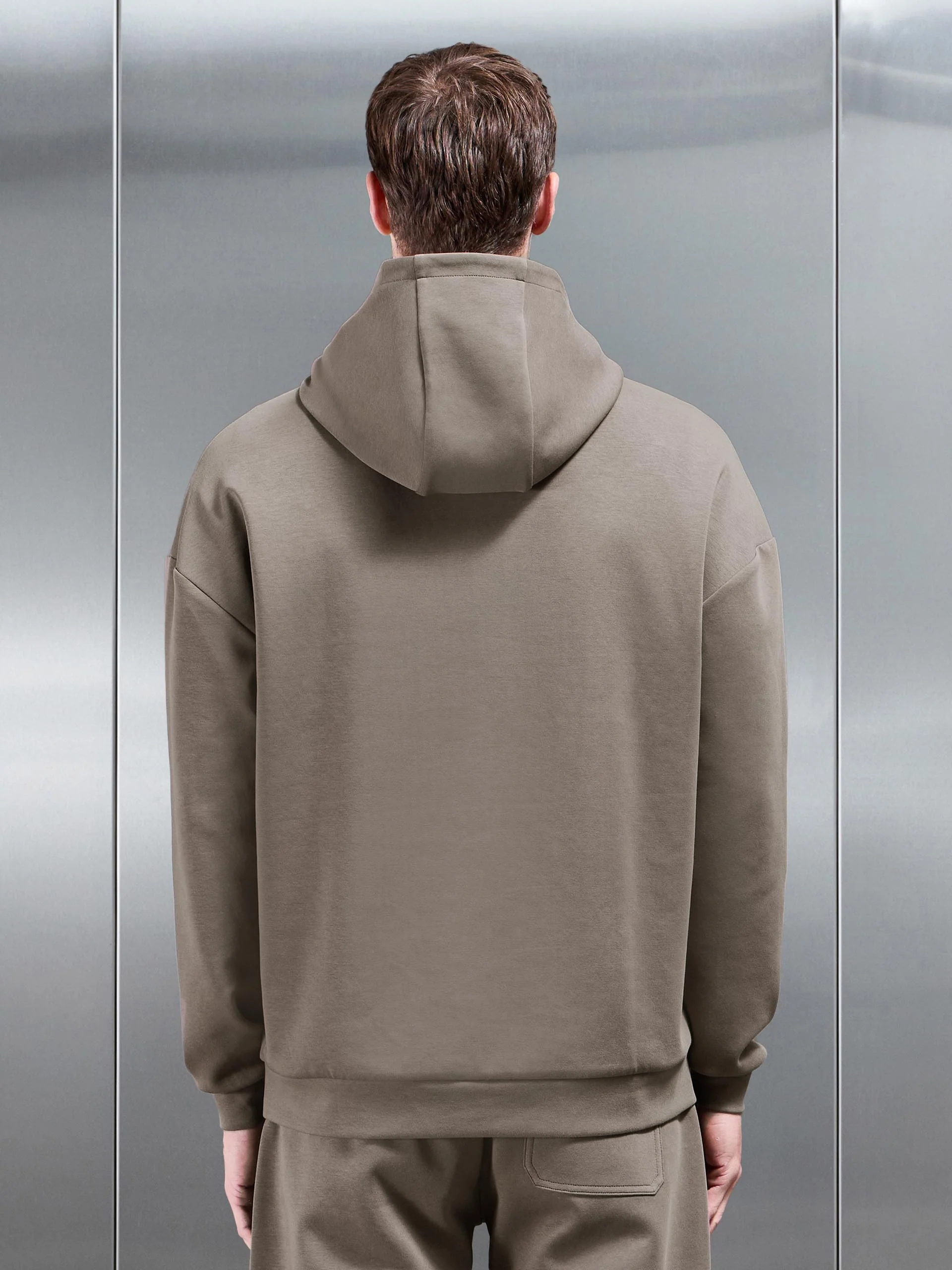 Interlock Jersey Relaxed Fit Hoodie in Taupe - Image 4