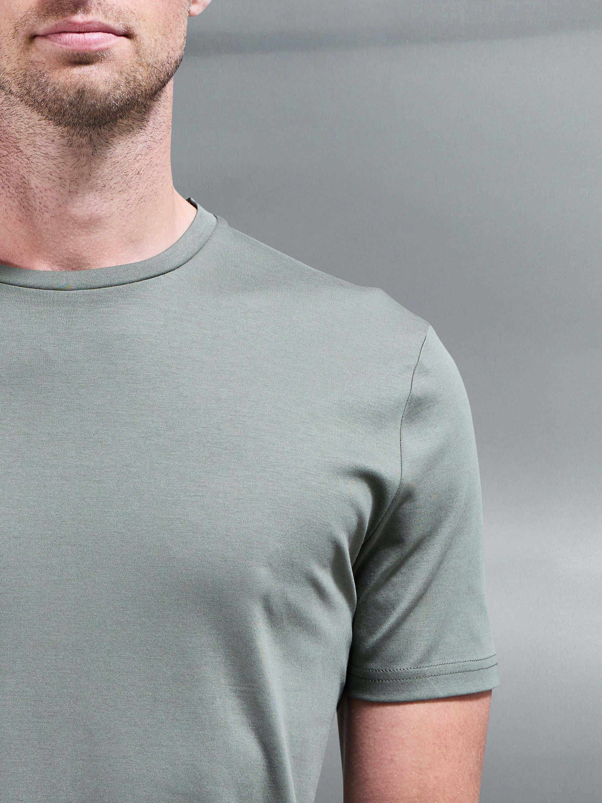 Mercerised Interlock T-Shirt in Sage - Image 3