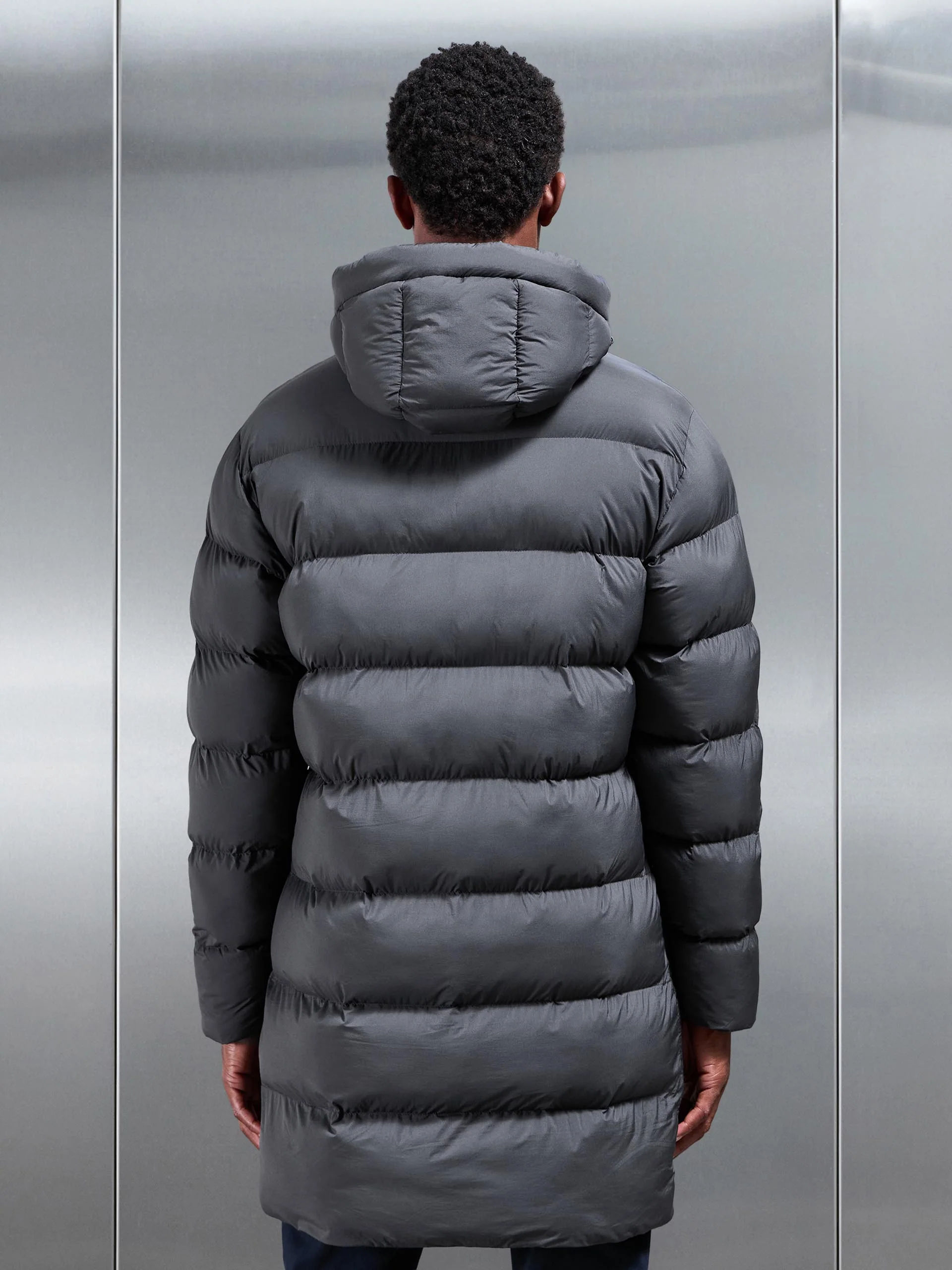 Mid Length Puffer Parka in Grey - Image 3