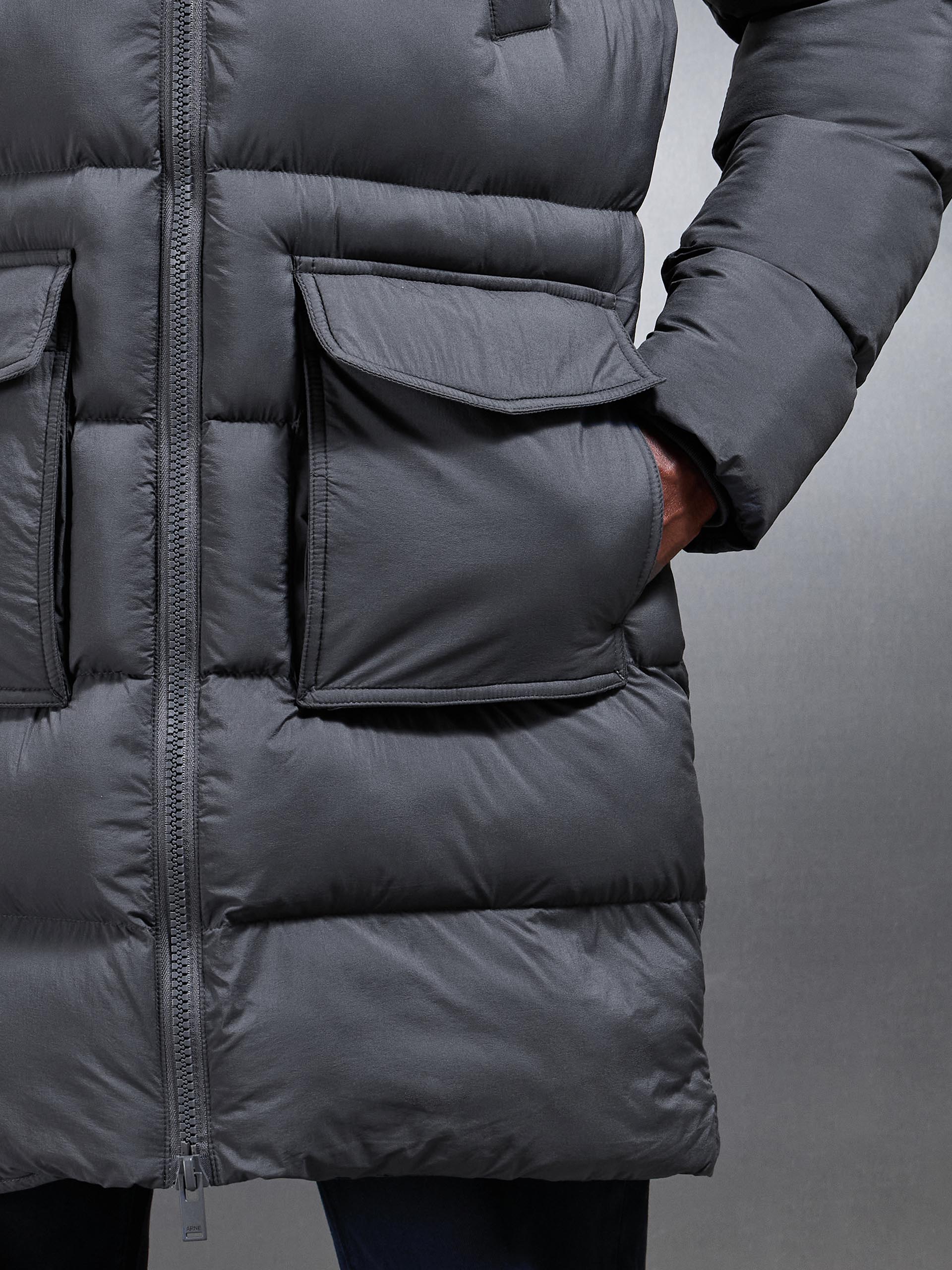 Mid Length Puffer Parka in Grey - Image 5