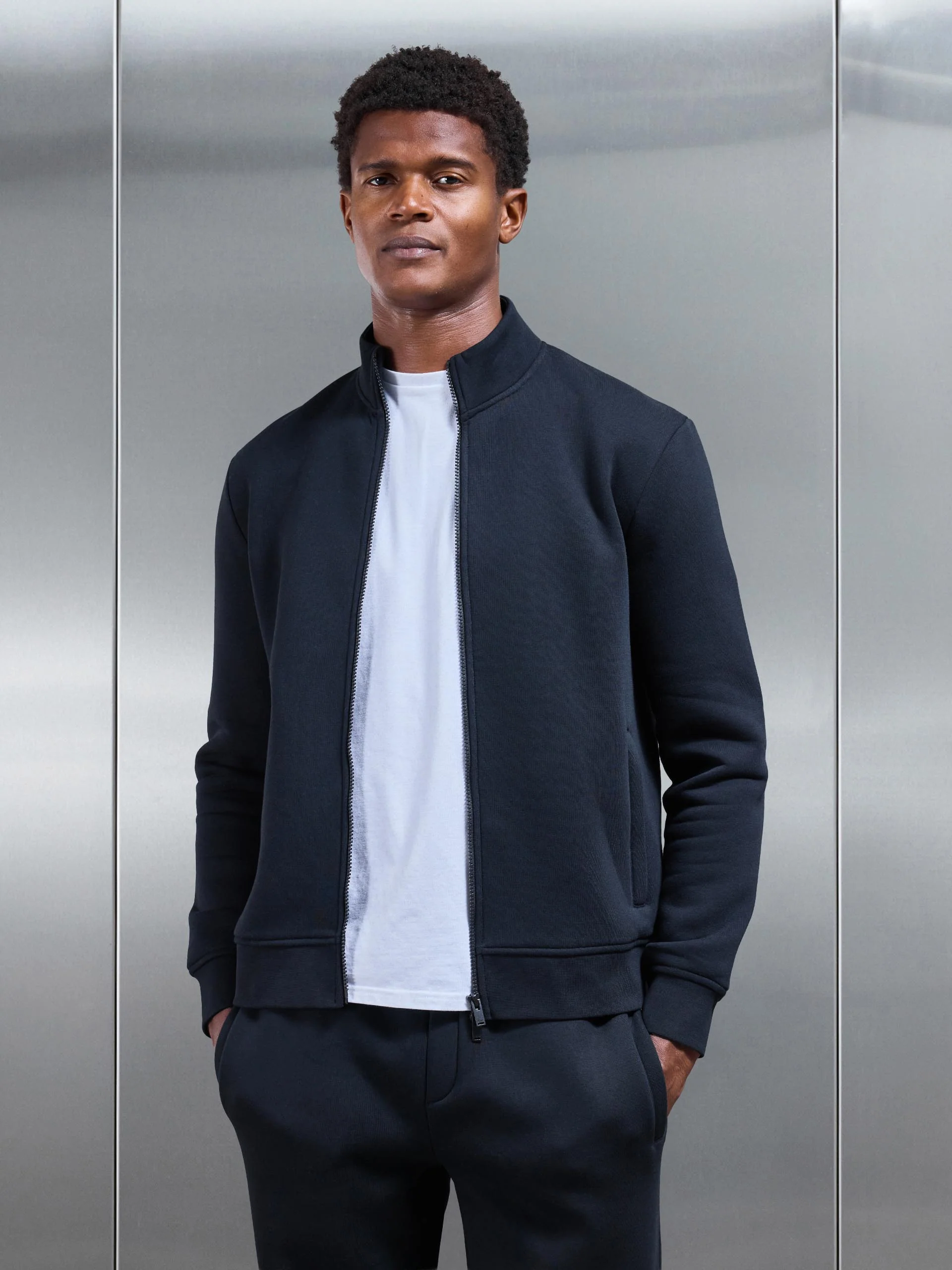Neoprene Funnel Neck Jacket in Black - Image 6