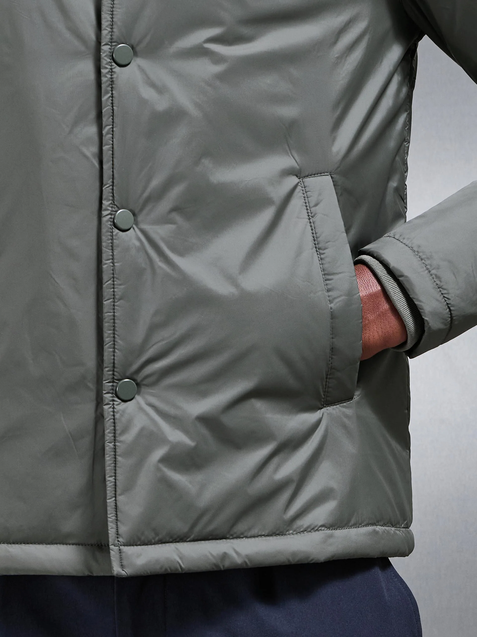 Padded Coach Jacket in Olive - Image 5