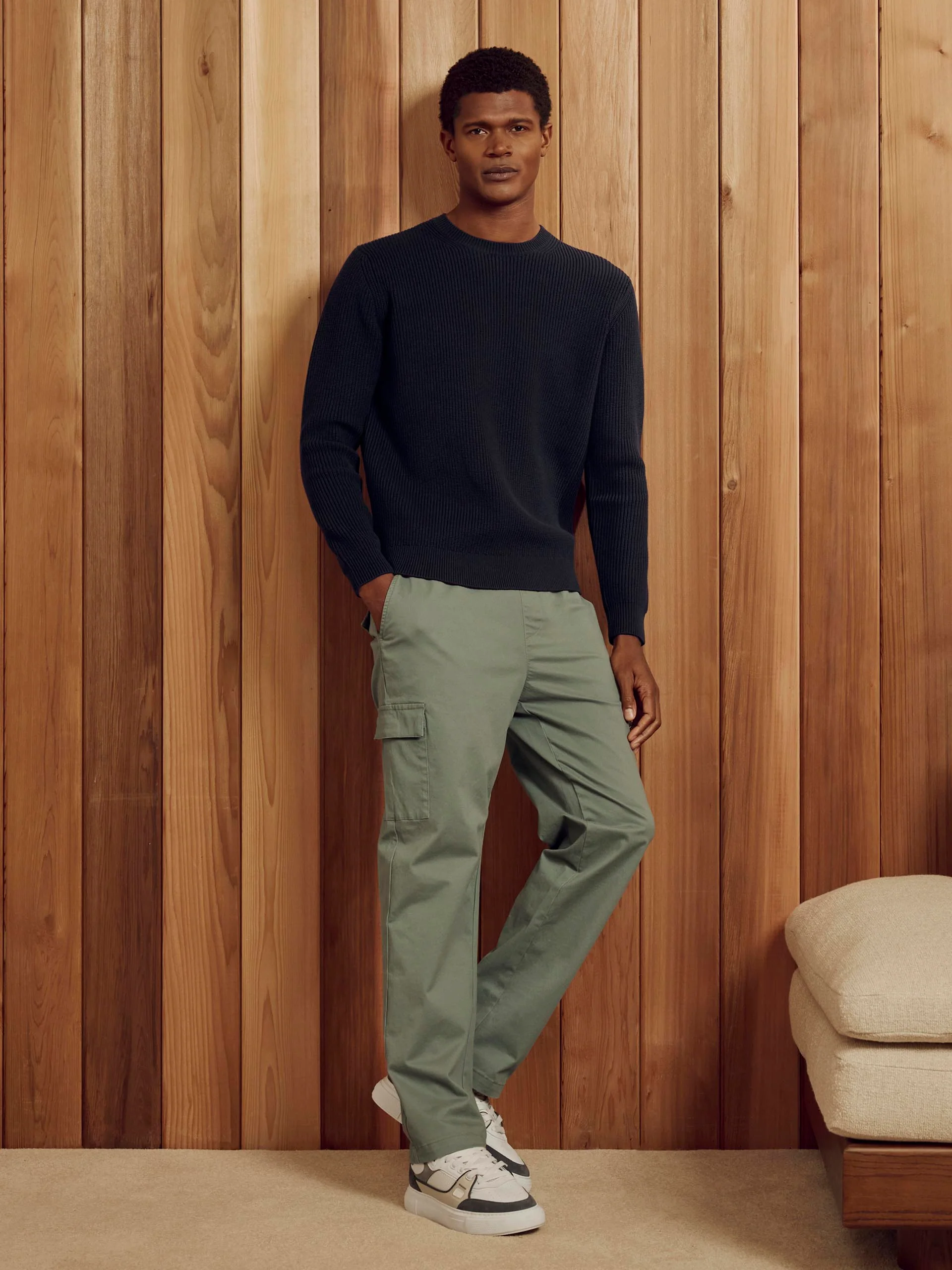 Relaxed Fit Cotton Cargo Pant in Olive - Image 2