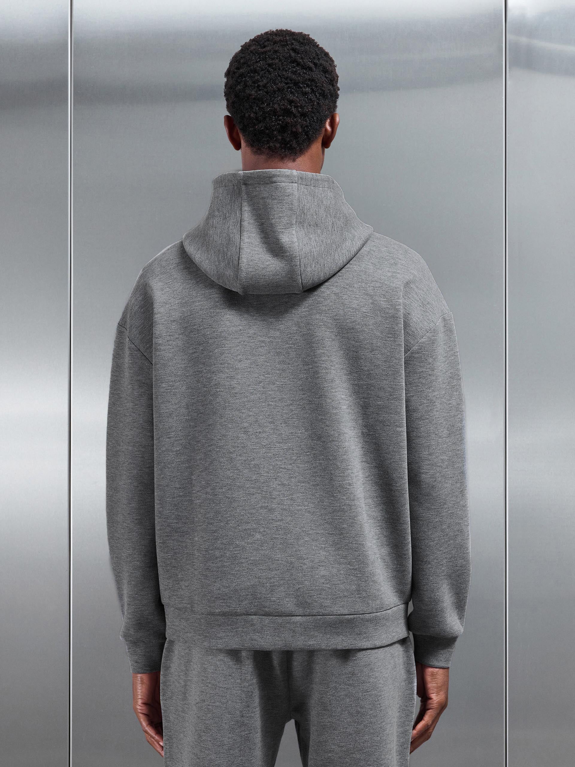 Relaxed Fit Knitted Hoodie in Charcoal Marl - Image 3