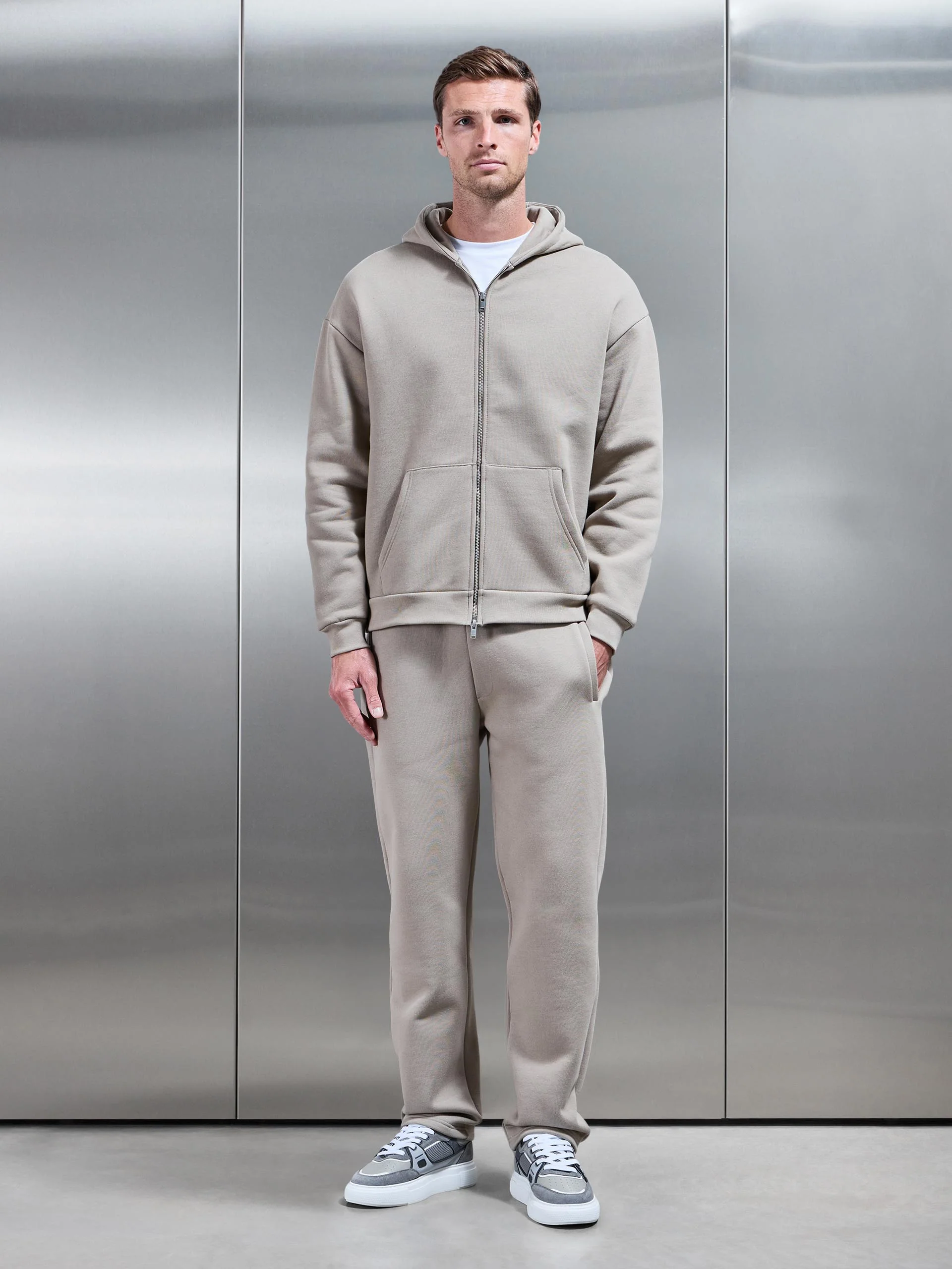 Relaxed Fit Straight Leg Jogger in Stone - Image 2