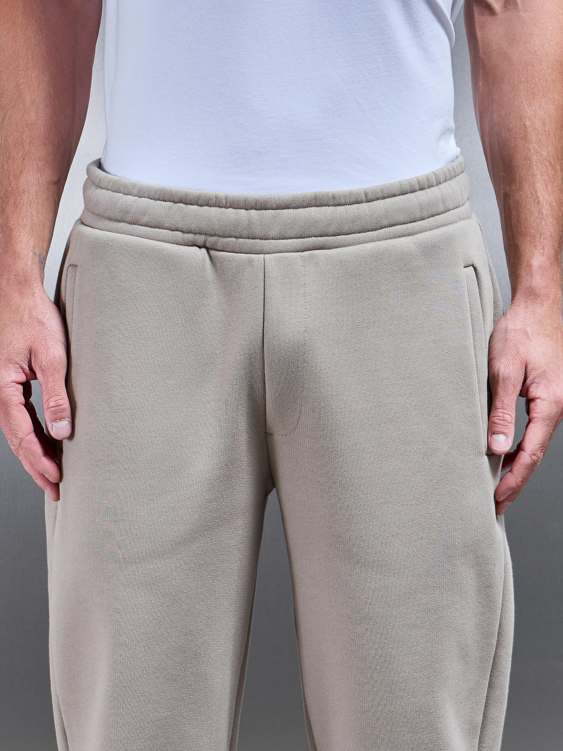 Relaxed Fit Straight Leg Jogger in Stone - Image 4