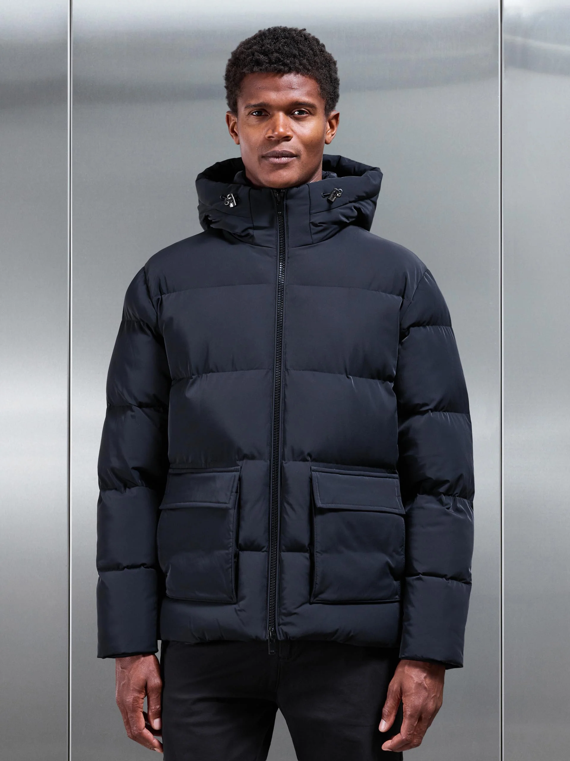 Short Puffer Parka in Black - Image 7