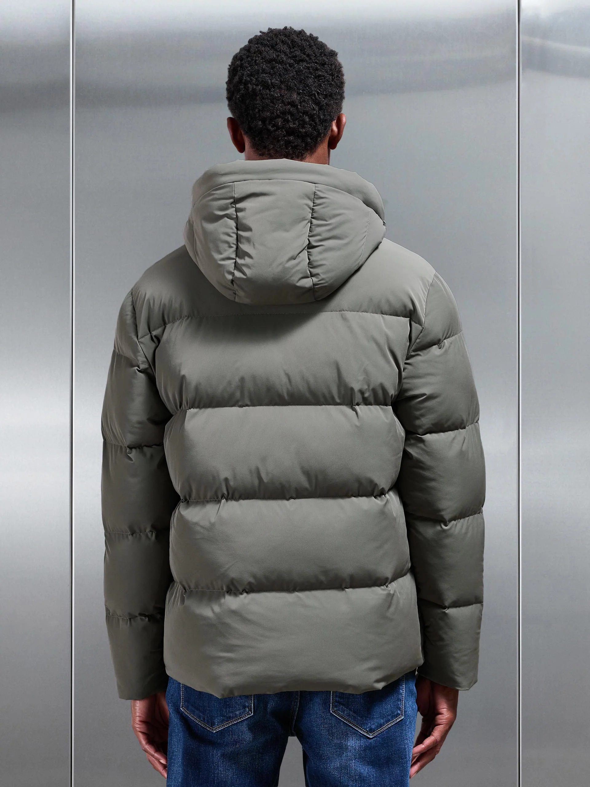 Short Puffer Parka in Olive - Image 3