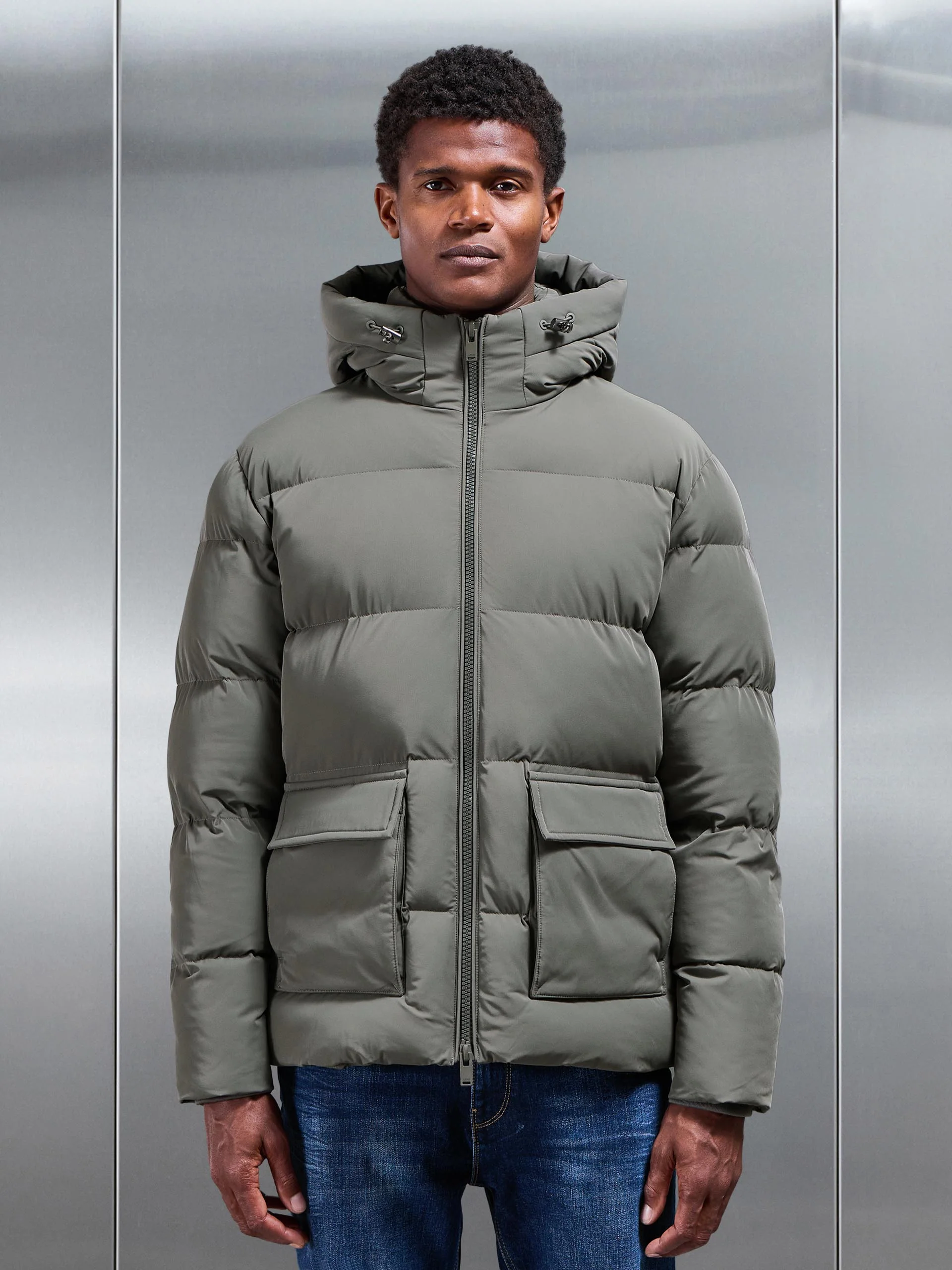 Short Puffer Parka in Olive - Image 6