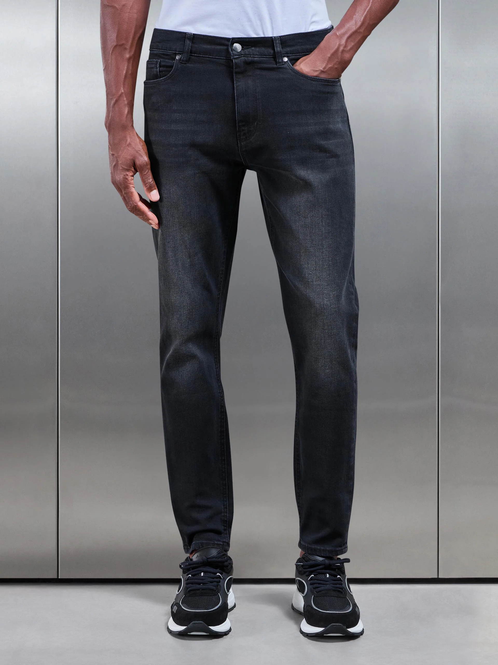 Slim Denim Jeans in Black Wash - Image 3