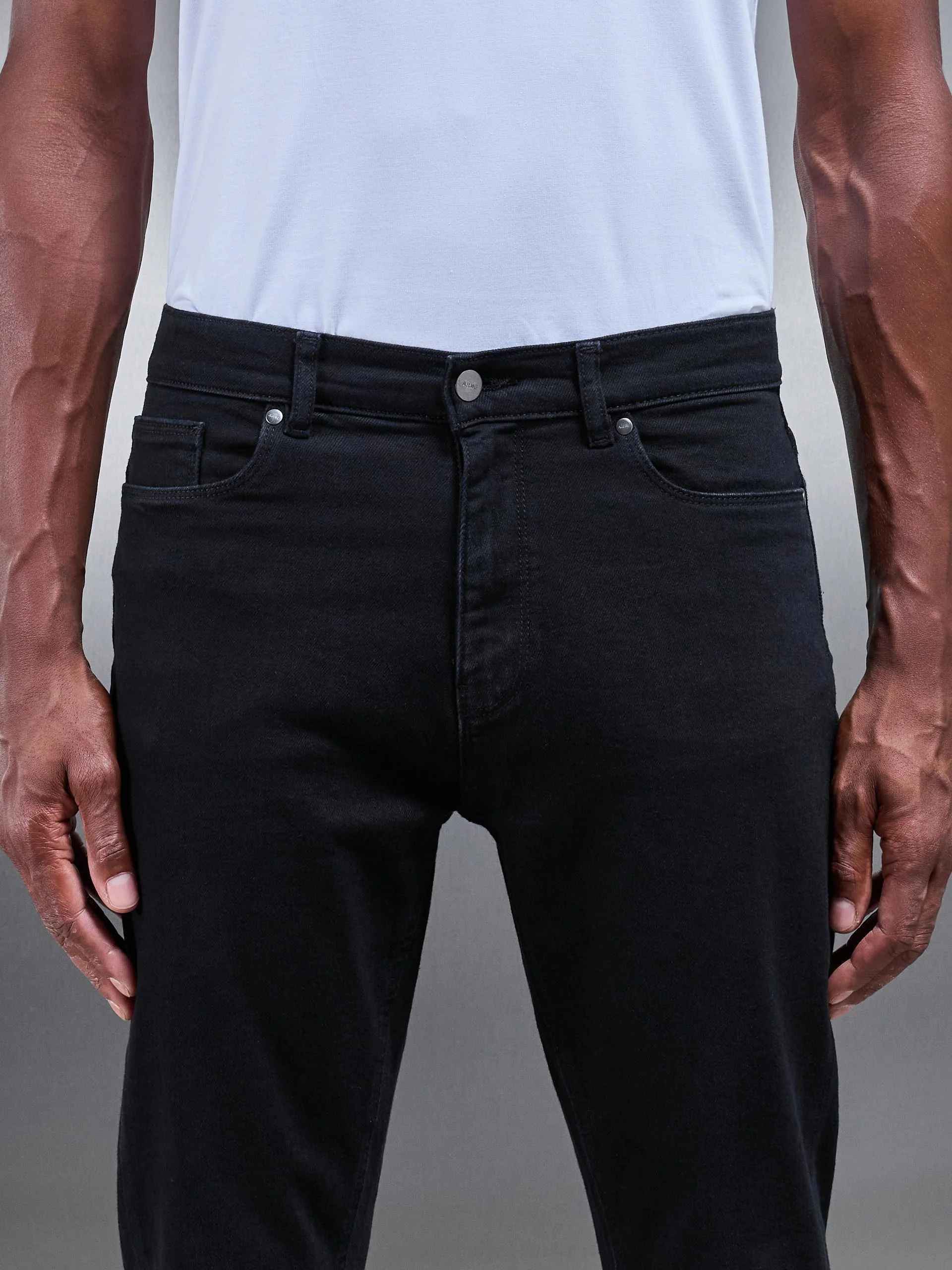 Slim Denim Jeans in Solid Black - Image 4