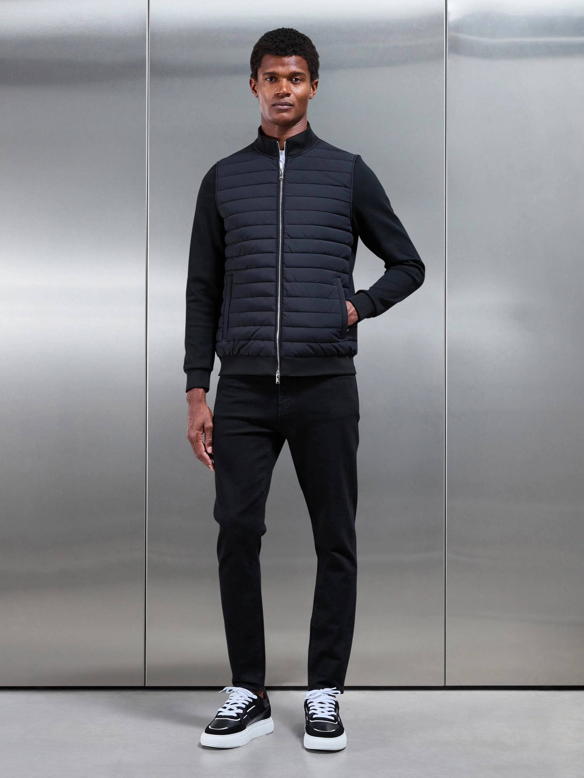 Slim Fit Denim Jeans in Solid Black - Image 2