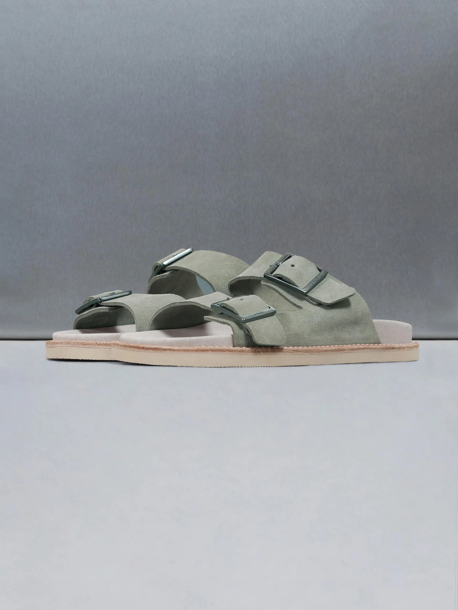 Suede Sandal in Olive - Image 2