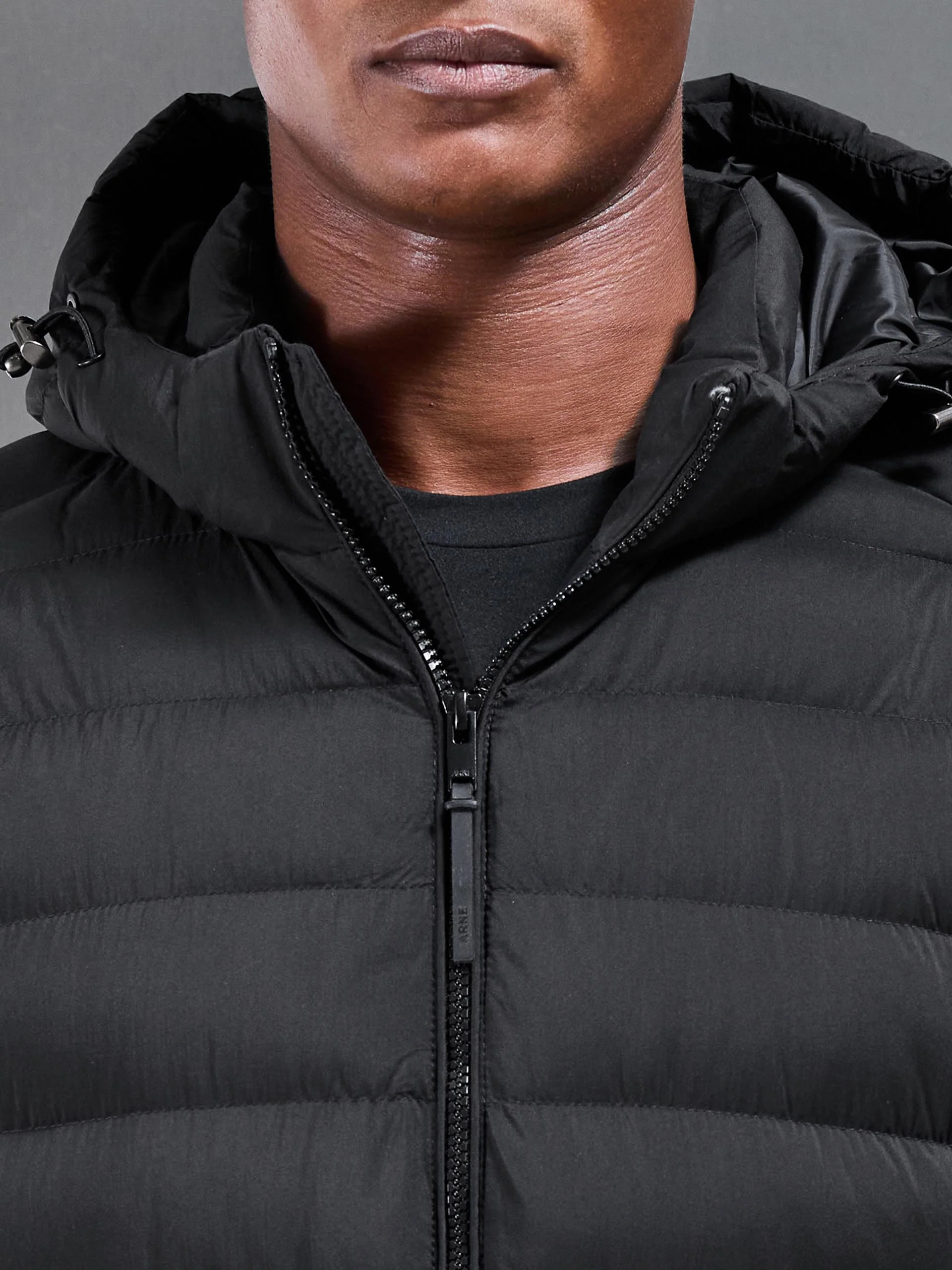 Technical Mid Length Puffer Jacket in Black - Image 4
