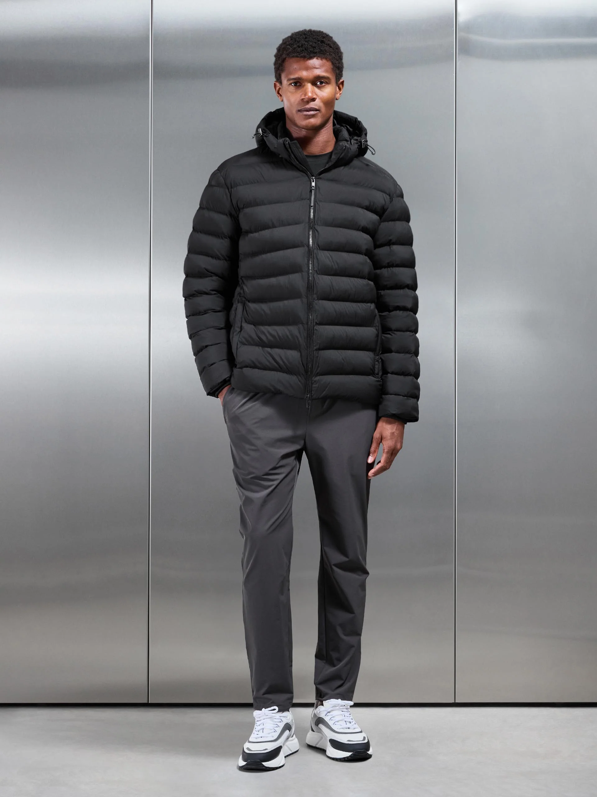 Technical Short Puffer Jacket in Black - Image 7