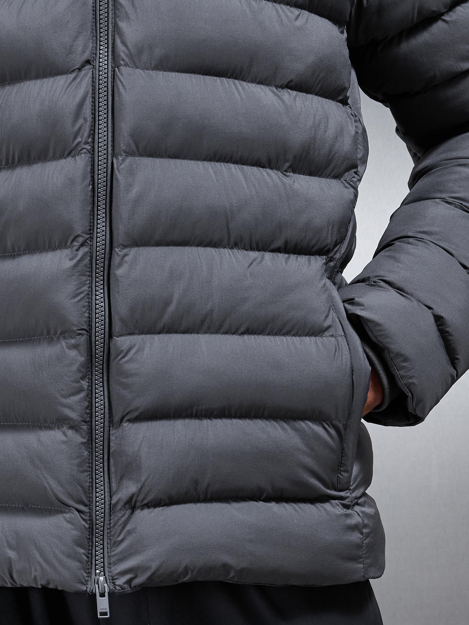 Technical Short Puffer Jacket in Grey - Image 5