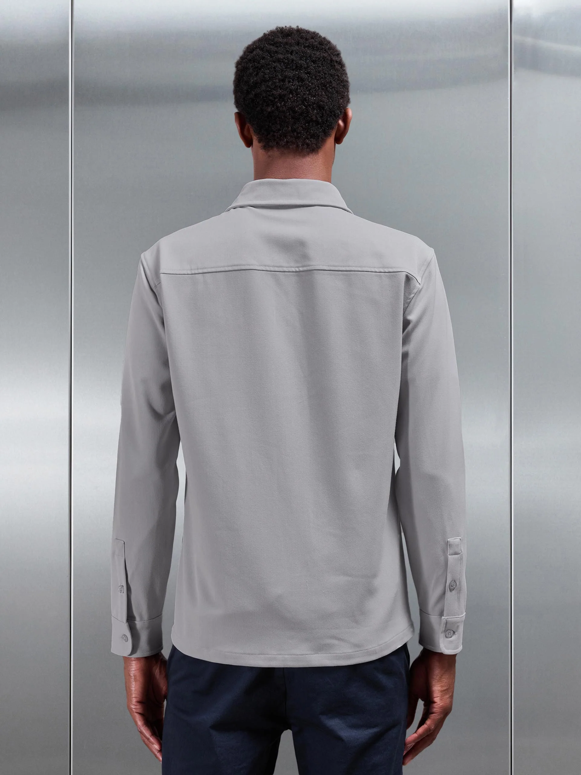 Textured Overshirt in Mid Grey - Image 3