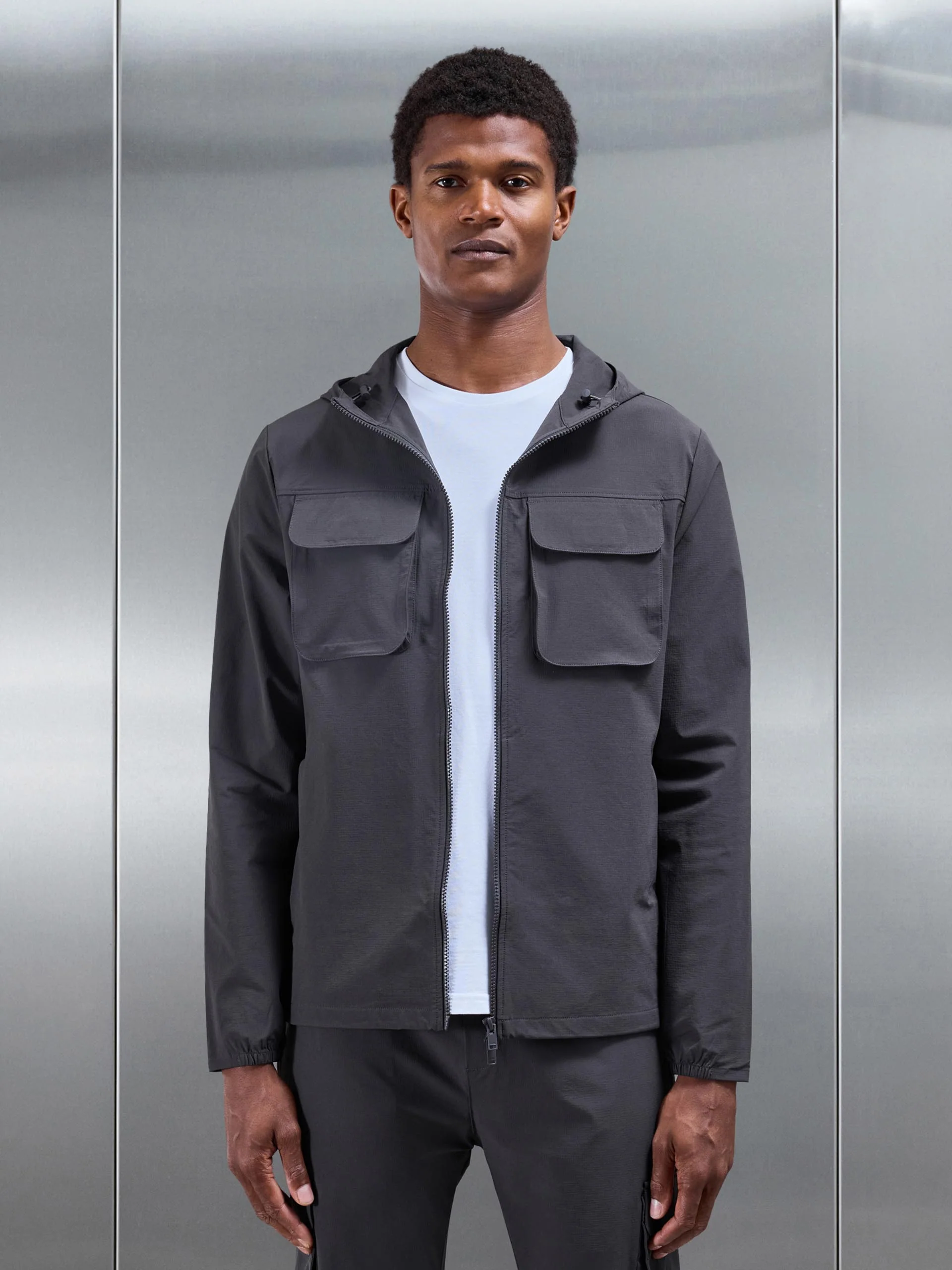 Utility Cargo Windbreaker in Grey - Image 7