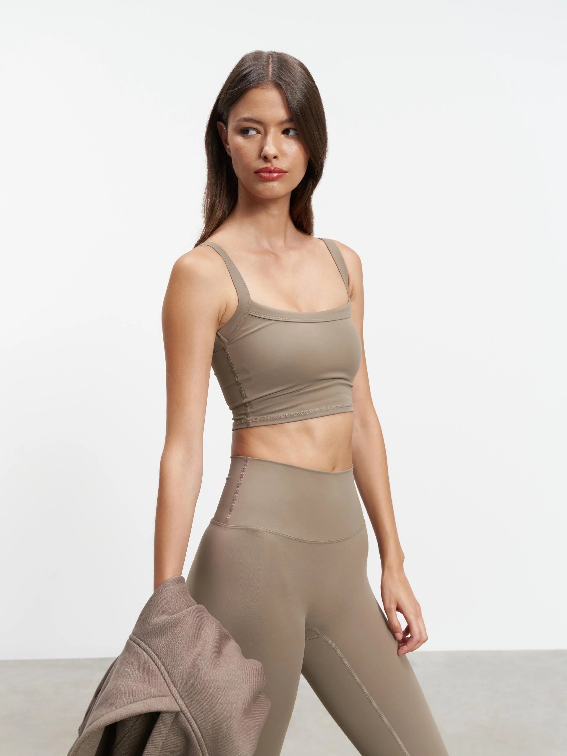 Womens Active Sports Bra in Taupe - Image 2