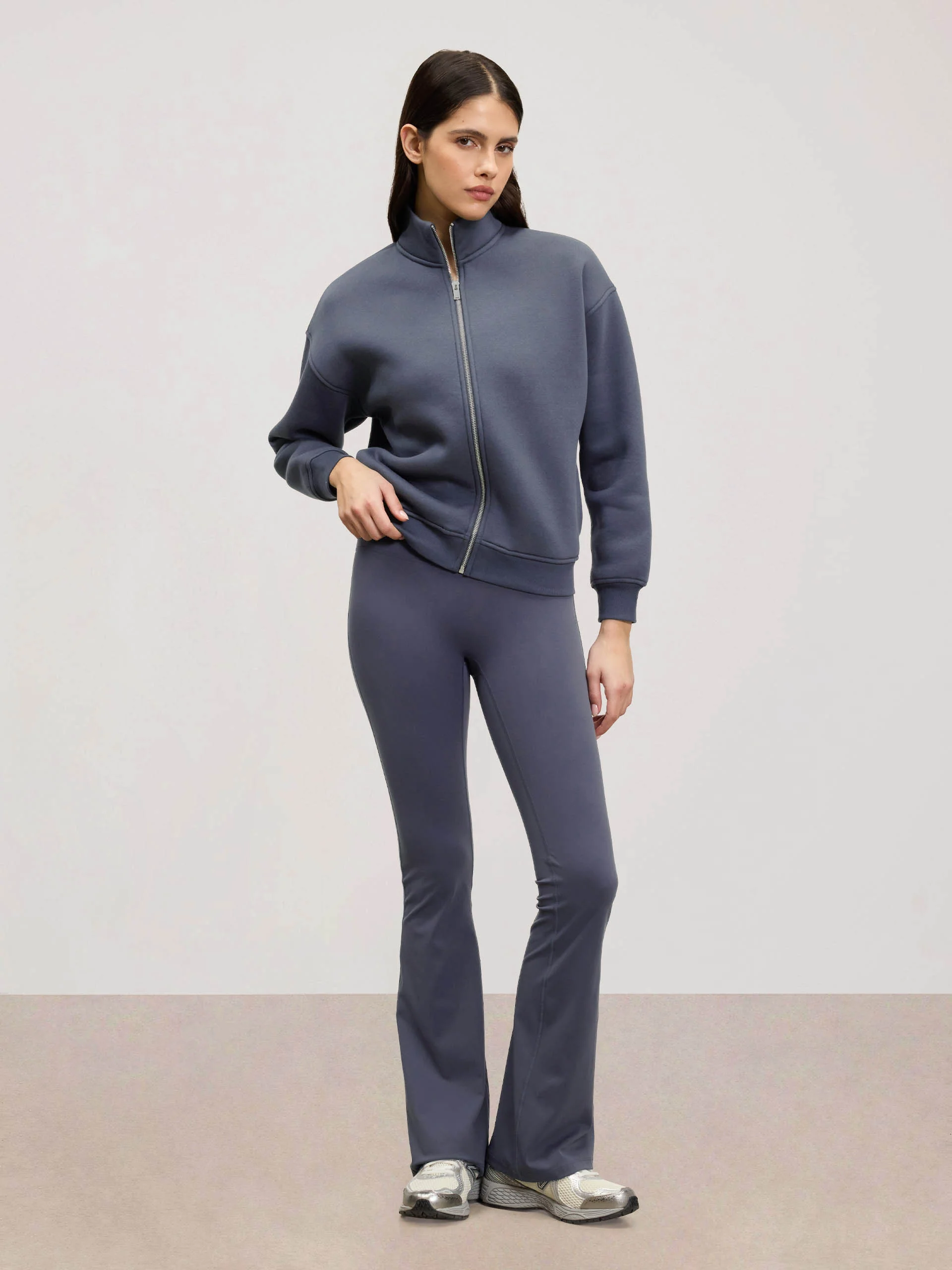 Womens Neoprene Funnel Neck Jacket in Slate Blue - Image 2
